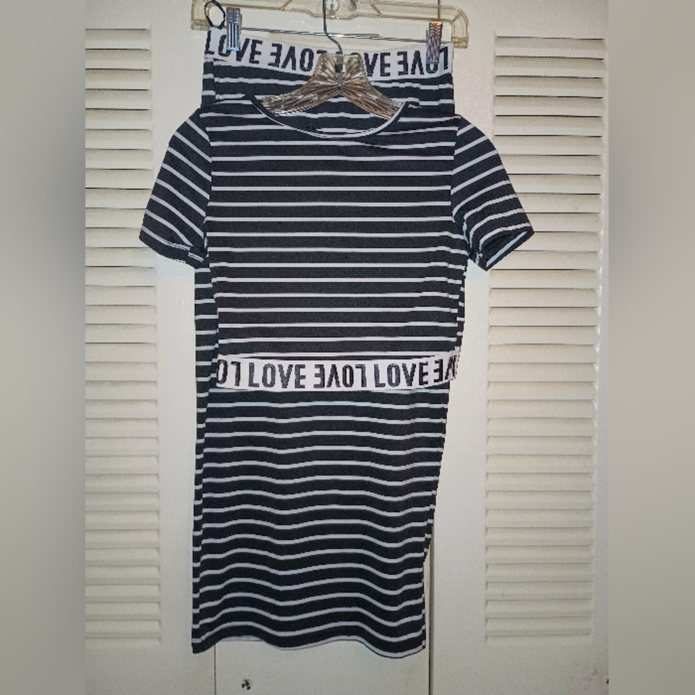 2 Pc Black and White SHEIN Love Skirt Set (S)